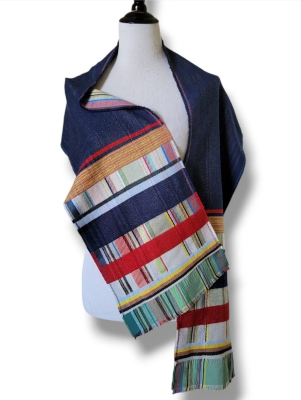 Wallace Sewell Silk Cashmere Tartan Scarf Wrap Delphin Denim